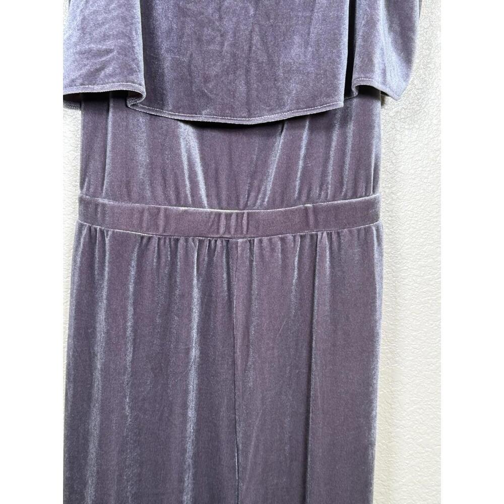 Jack By BB Dakota Holiday Velvet Sz L Stretchy Jumpsuit Retro Flared Leg - Picture 3 of 6